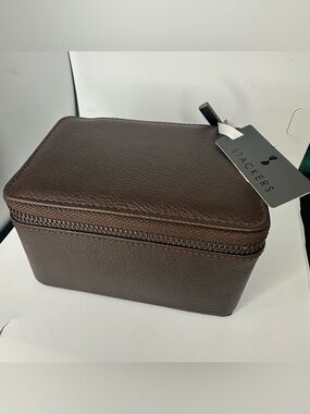 Stackers Zippered Watch & Jewelry Travel Case Brown Vegan Leather Organizer